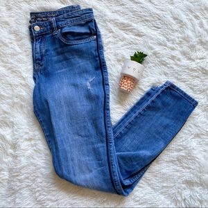 (gap) blue denim medium wash skinny jeans w/navy lining